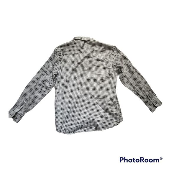 Bolufe Men's Size Large Gray Scallop Pattern Long Sleeve Button Down Shirt - Picture 2 of 6